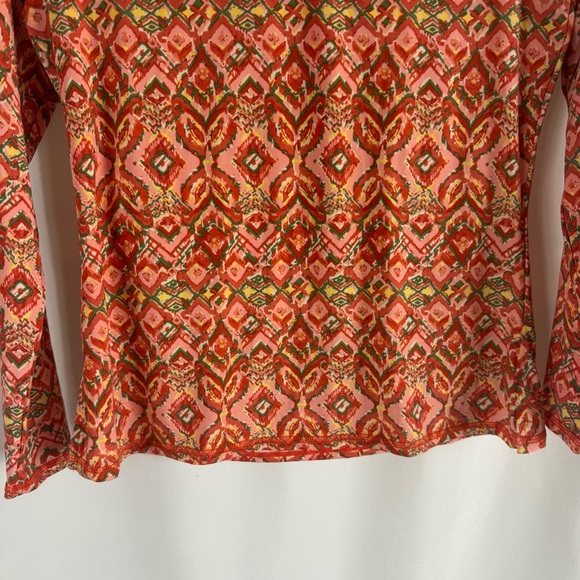 Garnet Hill  Crewneck Sun Shirt Vibrant Geometric Print swim Top Size: M - Picture 6 of 13